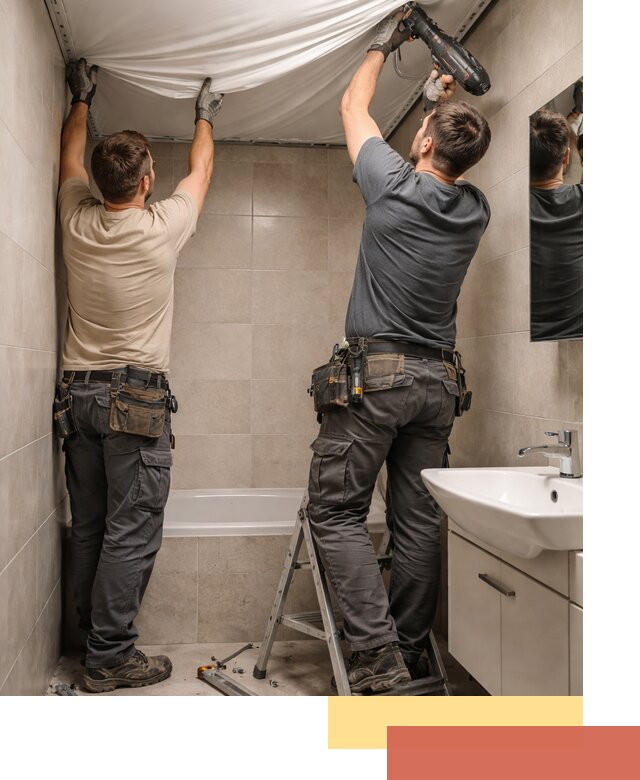 Монтаж натяжного потолка в ванной в Лангепасе быстро и качественно