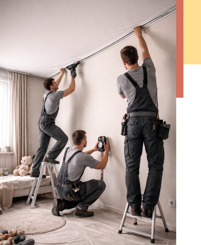 Монтаж натяжного потолка в детской в Лангепасе от 3535 руб. — быстро и недорого | ОТДЕЛОЧНИК-Лнг