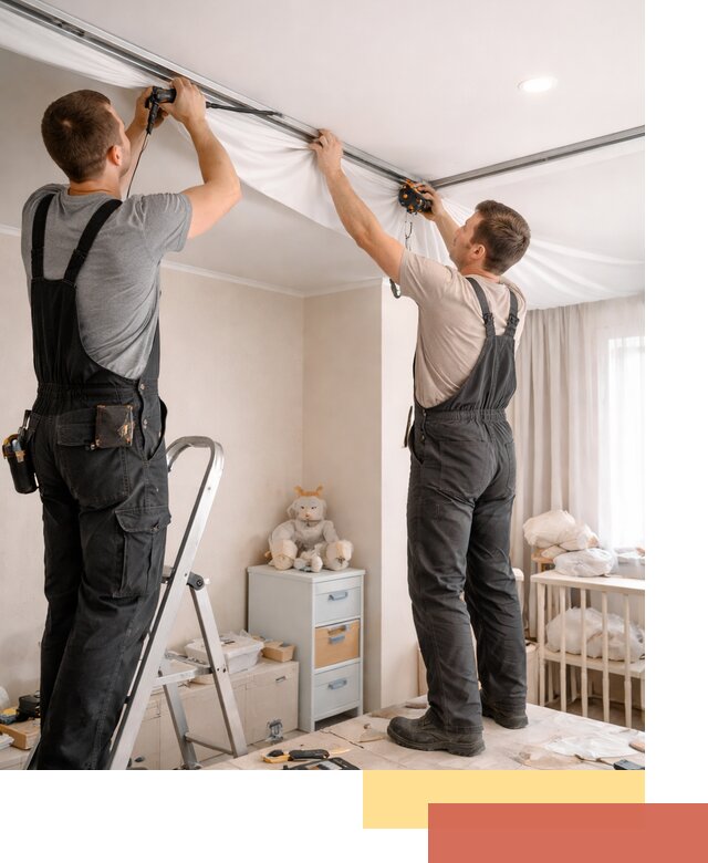 Монтаж натяжного потолка в детской комнате в Лангепасе