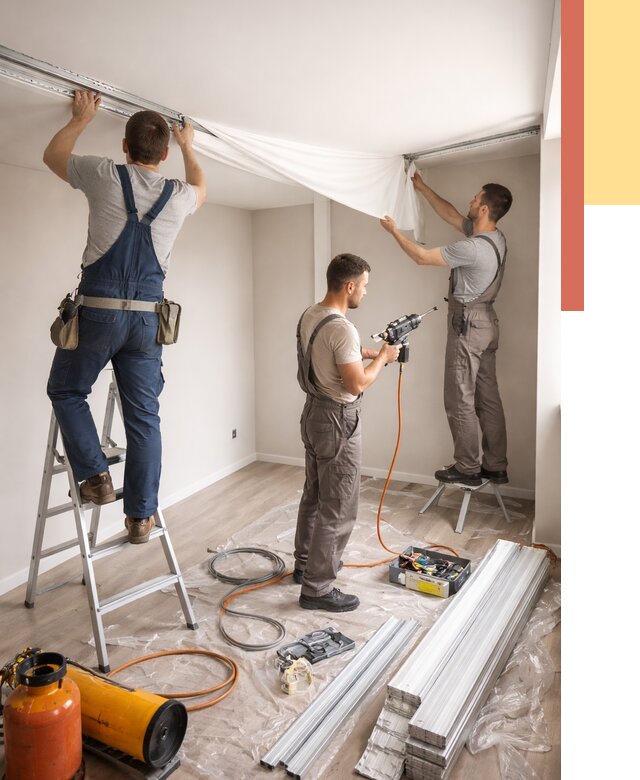 Монтаж натяжного потолка в студии в Лангепасе от 5555 руб. — быстро и недорого | ОТДЕЛОЧНИК-Лнг