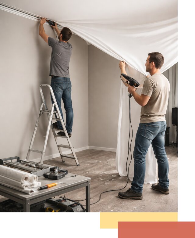 Монтаж натяжного потолка в студии в Лангепасе