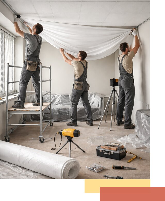 Монтаж натяжного потолка в офисе в Лангепасе