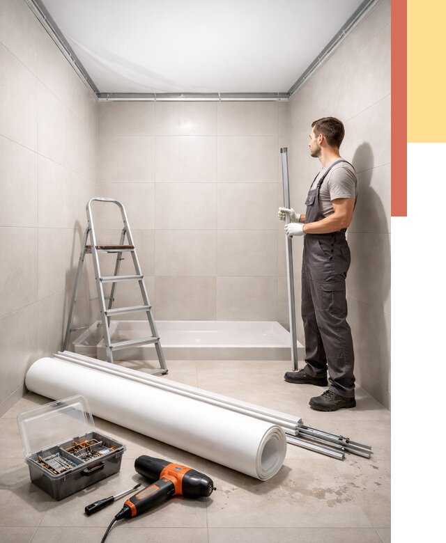 Монтаж натяжного потолка в санузле в Лангепасе от 1869 руб. — ОТДЕЛОЧНИК-Лнг