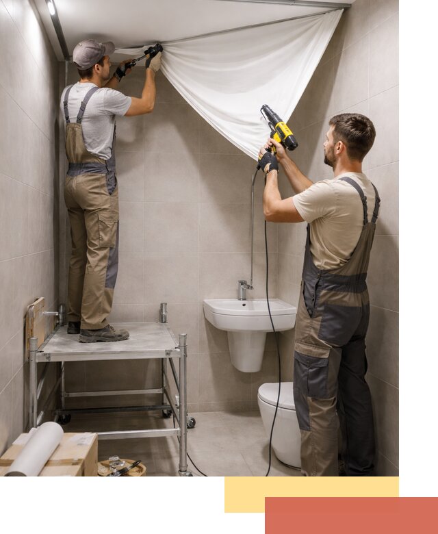 Монтаж натяжного потолка в санузле в Лангепасе