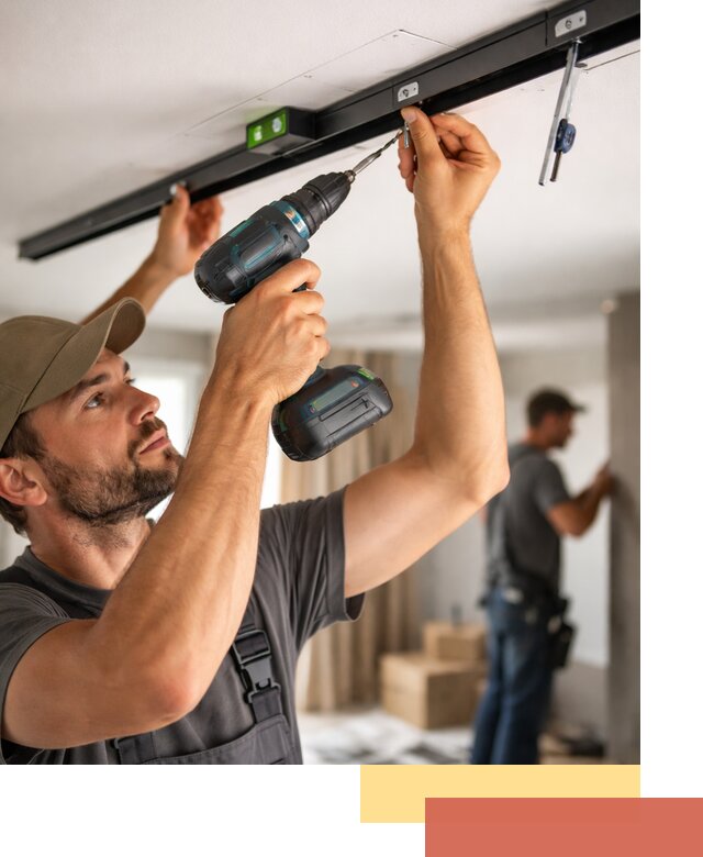 Установка трековых светильников в натяжной потолок в Лангепасе