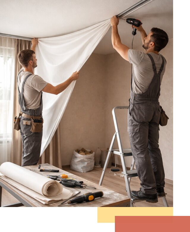 Замена полотна натяжного потолка в Лангепасе быстро и качественно