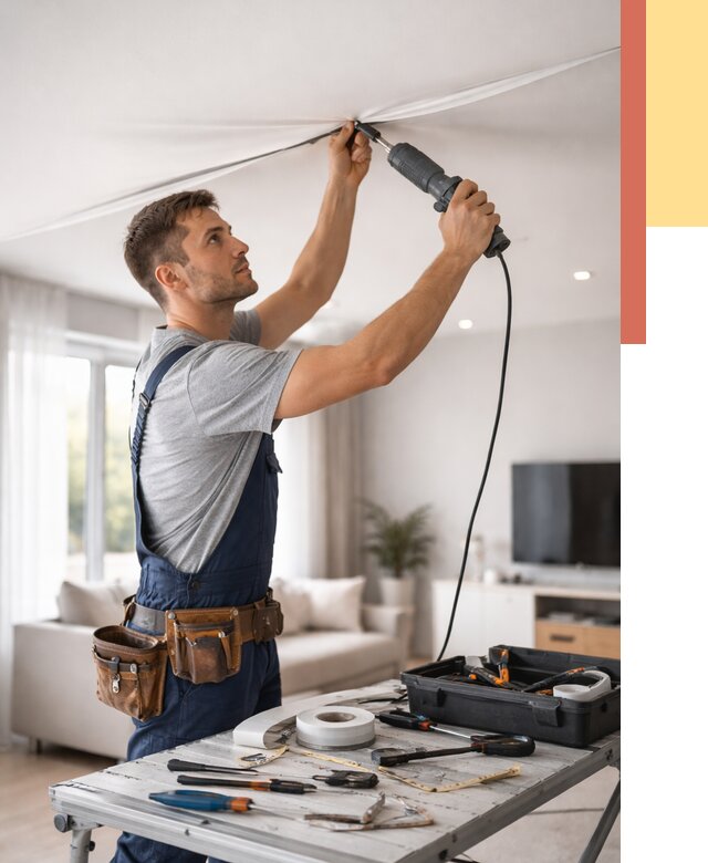 Ремонт натяжных потолков в Лангепасе от 9595 руб. под ключ — ОТДЕЛОЧНИК-Лнг