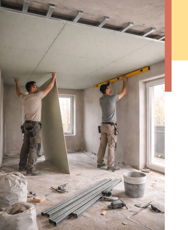 Одноуровневый потолок из гипсокартона в Лангепасе от 758 руб. — монтаж под ключ | ОТДЕЛОЧНИК-Лнг