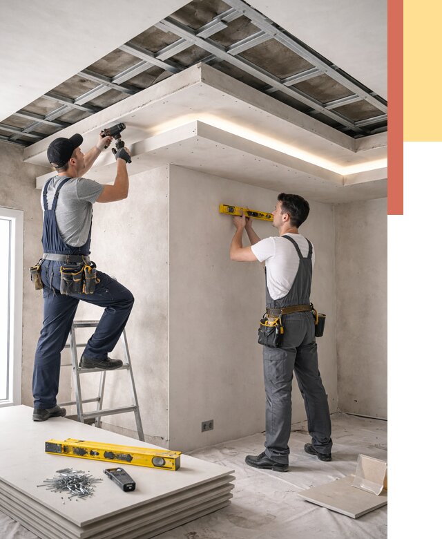 Двухуровневый потолок из гипсокартона в Лангепасе от 1465 руб. под ключ | ОТДЕЛОЧНИК-Лнг