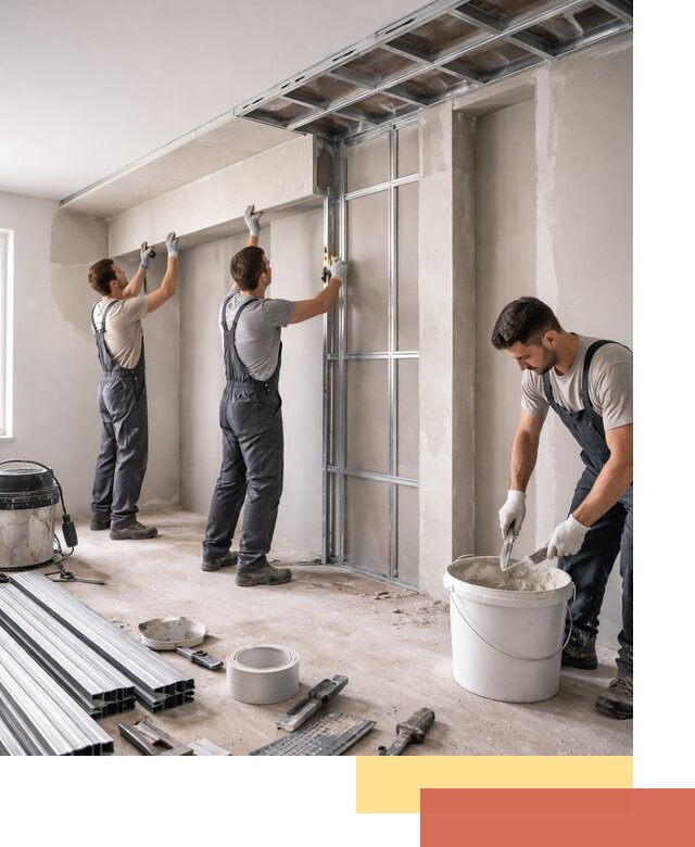 Монтаж потолка из гипсокартона с нишей в Лангепасе