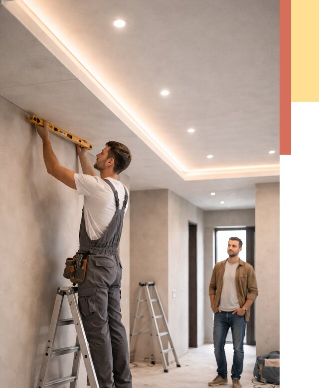 Потолок из гипсокартона с подсветкой в Лангепасе от 758 руб./м2 под ключ | ОТДЕЛОЧНИК-Лнг