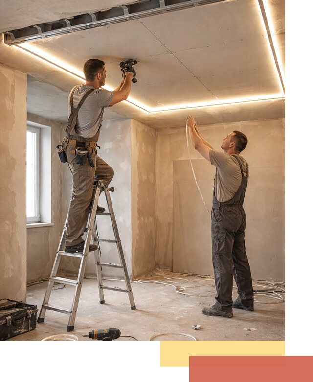 Потолок из гипсокартона с подсветкой в Лангепасе