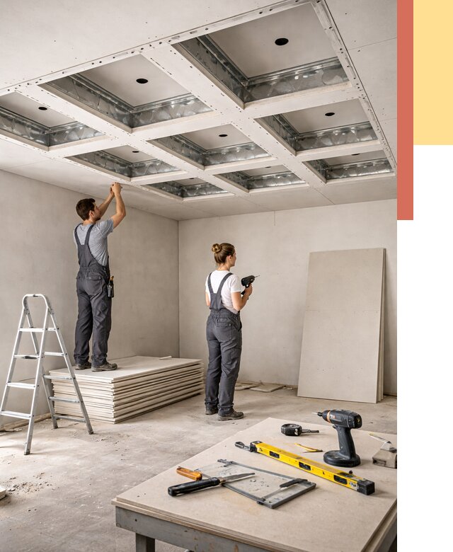 Кессонный потолок из гипсокартона в Лангепасе от 1869 руб. — монтаж и под ключ | ОТДЕЛОЧНИК-Лнг