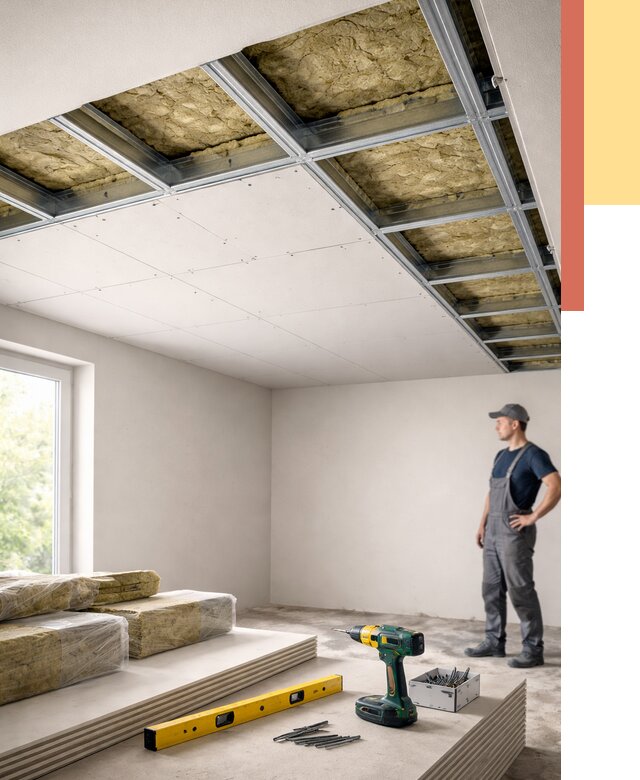 Звукоизоляция потолка ГКЛ в Лангепасе от 960 руб. — монтаж под ключ | ОТДЕЛОЧНИК-Лнг