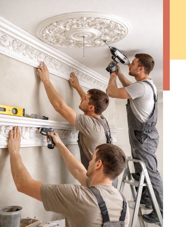 Монтаж лепнины на потолок в Лангепасе от 3232 руб. быстро и недорого | ОТДЕЛОЧНИК-Лнг